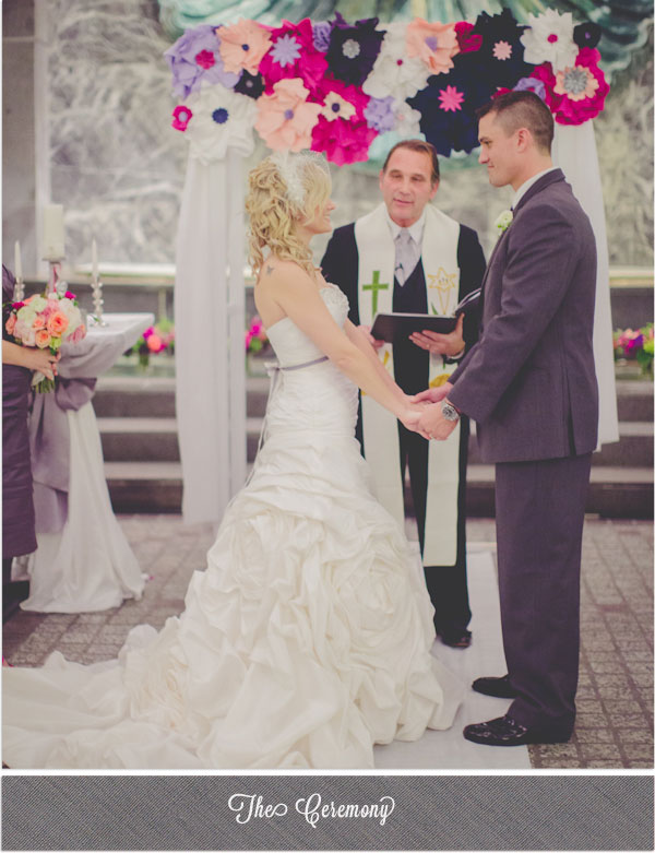 Indie Wed blog - paper flower ceremony arch - Photography by Kristin LaVoie Photography