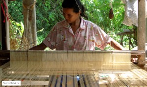 Hand-weaving Fair Trade silk in Cambodia